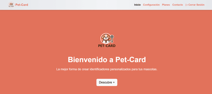 Captura de pantalla del proyecto PetCard - PetCard es una plataforma que proporciona perfiles...